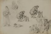 CARNICERO Antonio 1748-1814,Hoja de estudios con varias figuras de majos,Alcala ES 2017-10-04