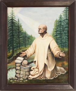 CARNOVALE S,White-garbed monk in a sunlit landscape sitting be,Eldred's US 2019-01-18