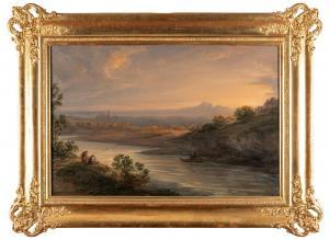 CARNOVALI Giovanni 1804-1873,Panorama fluviale con la Sacra Famiglia,1859,Finarte IT 2024-04-17