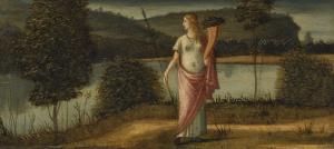 CARPACCIO Vittore,ALLEGORICAL FIGURE OF A WOMAN IN A LANDSCAPE HOLDI,1500,Sotheby's 2015-06-04