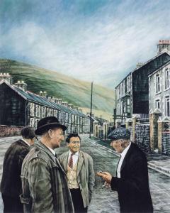 CARPANINI David Lawrence 1946,four gents chatting in a streetHafod,Rogers Jones & Co GB 2023-11-18