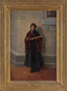 CARPENTER ELLEN MARIA 1836-1909,A young girl selling flowers,1878,Eldred's US 2024-03-13