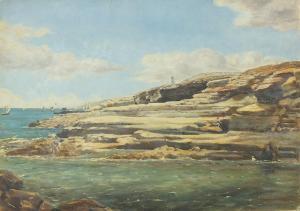 CARPENTER William 1818-1899,Rocky coastal scene with figures and boats,Eastbourne GB 2021-09-08