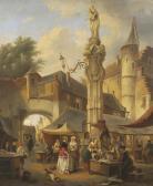 CARPENTERO Henri Jos. Gommarus 1820-1874,Europeanmarket scene with numerous figures about ,Eldred's 2006-06-29