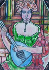 CARPI BRUNO,Dama con mandolino,2004,Casa d'aste Federico II IT 2022-06-04