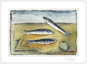 CARRA Carlo 1881-1966,Natura morta con pesci,1962,Saletta d'arte Viviani IT 2016-04-02