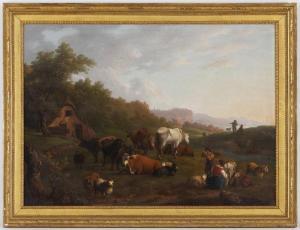 CARRARD Louis Samuel 1785-1844,Paysans avec leurs troupeaux,Piguet CH 2013-12-11
