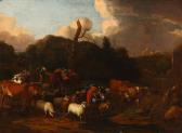 CARRE Michiel,Landscape with travellers, cattle and pack animals,Bruun Rasmussen 2020-03-02