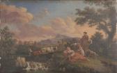 CARRELLI C 1800-1800,Zuiders landschap met veehoeders,Bernaerts BE 2011-06-20