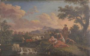 CARRELLI C 1800-1800,Zuiders landschap met veehoeders,Bernaerts BE 2012-03-26