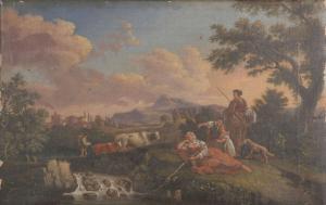 CARRELLI C 1800-1800,Zuiders landschap met veehoeders.,Bernaerts BE 2011-10-17