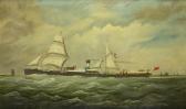 CARRIER BENJAMIN ALEXANDER 1863-1915,PORTRAIT OF THE SS "HERSCHEL" IN THE CHANN,1889,Mellors & Kirk 2018-03-07