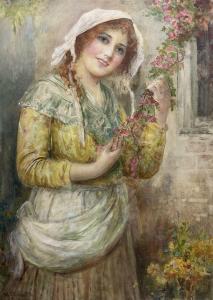 CARROLL William Joseph 1800-1900,Country Girl Holding Blossom,David Duggleby Limited GB 2023-03-17