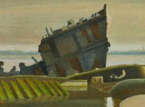 CARRON William 1930-2017,SHIPWRECK AT BOYNE ENTRANCE,Whyte's IE 2023-07-10