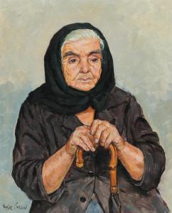 CARSON Robert Taylor 1919-2008,OLD WOMAN, CORFU,1976,Ross's Auctioneers and values IE 2024-01-24