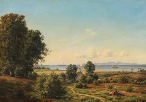 CARSTEN Henrichsen 1824-1897,Coastal scenery from Hellebæk with a view towards,1875,Bruun Rasmussen 2024-03-04