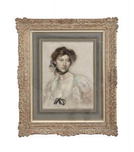 CARTER Frank W. Francis,Half-length portrait of a young lady wearing a whi,Adams 2022-06-14