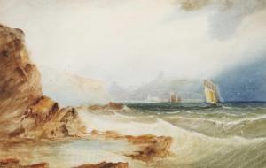 CARTER Henry Barlow 1804-1868,Sailboats off the coast of Scarborough,1844,Tennant's GB 2024-02-09