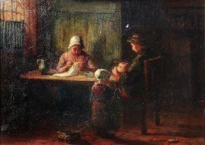 CARTER Hugh B 1837-1903,A Dutch interior with figures working at a table a,Mallams GB 2016-03-09
