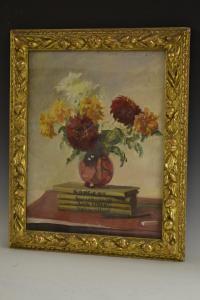 CARTER William 1863-1939,Still Life, Marigold in a Vase, on Art Bo,Bamfords Auctioneers and Valuers 2016-10-26