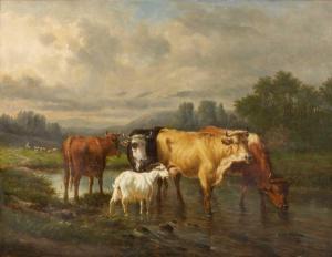 CARTIER Victor Emile 1811-1866,Cattle watering in a stream joined by a goat,Mallams GB 2021-10-18