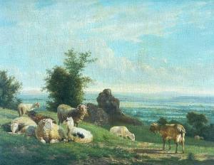 CARTIER Victor Emile,sheep & goat resting in landscape at dusk,1835,Rogers Jones & Co 2024-01-26