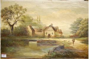 CARTWRIGHT William P,Farm buildings with figure and pond,1894,Lacy Scott & Knight 2015-03-07