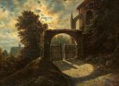 CARUS Carl Gustav 1789-1869,Moonlit Gateway by a Gothic Church,Lempertz DE 2018-05-16
