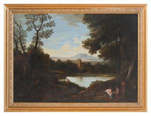 CARVER Robert,Classical Landscape with Figures by a Stream, Ruin,New Orleans Auction 2022-10-08