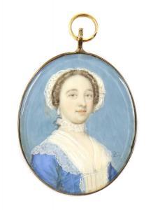 CARWARDINE Penelope,Portrait of a woman in a lace-trimmed blue dress,1752,Sworders 2021-12-14