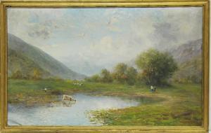 CASALINI BALDELLI Robaldo 1866-1932,Paesaggio lacustre con contadini e arm,Il Ponte Casa D'aste Srl 2011-09-20