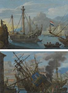 CASEMBROODT Abraham,A MEDITERRANEAN HARBOUR WITH A MAN-OF-WAR BEING CA,Sotheby's 2012-01-26