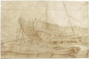 CASEMBROODT Abraham 1583-1658,Blick in eine Schiffswerft,Galerie Bassenge DE 2010-06-03