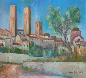 CASINI Giorgio 1908-1984,San Gimignano dalle belle torri,1964,Saletta d'arte Viviani IT 2020-05-09