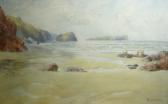 CASLEY William 1867-1921,Figures on rocks at low tide on a Cornish beach,Bearne's GB 2007-05-15