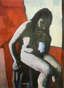 CASORATI Felice 1883-1963,Nudo seduto,1946,Saletta d'arte Viviani IT 2016-09-10