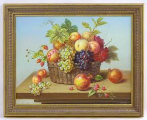 CASPERS Tom,Still life of fruit in a basket on a table,20th century,Claydon Auctioneers 2020-05-28