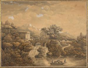 CASSAS Louis Francois 1756-1827,Le passage du bac dans un p,Artcurial | Briest - Poulain - F. Tajan 2023-09-26