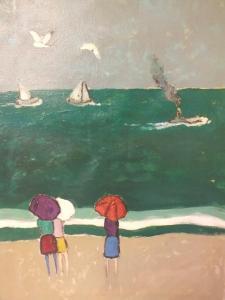 CASSIGNEUL,Impressionist coastal beach scene with three women,Cuttlestones GB 2020-03-05