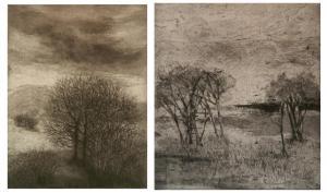 Cassill Jean Kubota 1926,Twin Trees; Barren Landscape,20th century,Rachel Davis US 2018-12-08