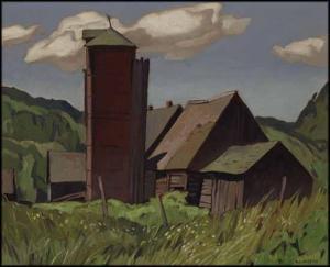 CASSON Alfred Joseph 1898-1992,Barns at Baptiste,1954,Heffel CA 2015-01-29