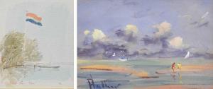 CASSON Sir Hugh 1910-1999,Boat Pier Texel,1989,Tennant's GB 2024-01-26