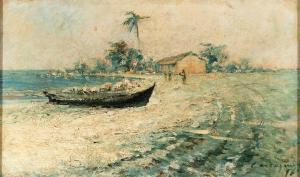 CASTAGNETO Giovanni 1851-1900,Praia em Paquetá,Escritorio de Arte BR 2022-08-08