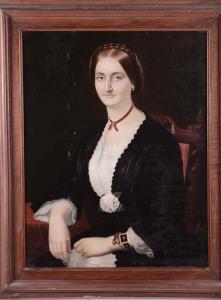 CASTAGNOLA Gabriele 1828-1883,Ritratto di Donna con peonia,1855,Cambi IT 2022-10-25