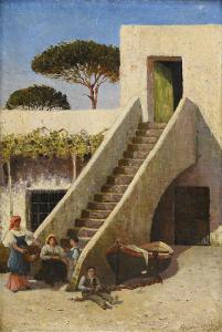 CASTALDO Francesco Coppola 1845-1916,Napoli, scena di vita quotidiana,Meeting Art IT 2023-11-29