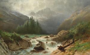 CASTAN Gustave Eugene 1823-1892,Mountain stream with storm near Handeck,Galerie Koller CH 2023-12-01