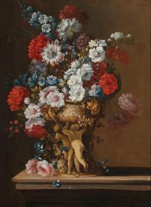 CASTEELS Pieter III,Bouquet de fleurs dans un vase sur un entablement,Mercier & Cie 2023-06-25