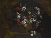 CASTEELS Pieter III,STILL LIFE OF FLOWERS IN A GILT URN ON A STONE LED,1721,Sotheby's 2016-12-08