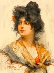CASTEGNARO Felice 1872-1958,Head and shoulders portrait,1903,David Lay GB 2024-01-18