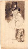 CASTELLAS MOITTE Marie Adelaide 1747-1807,Studienblatt mit einem sinnierenden Mann,Galerie Bassenge 2022-12-02